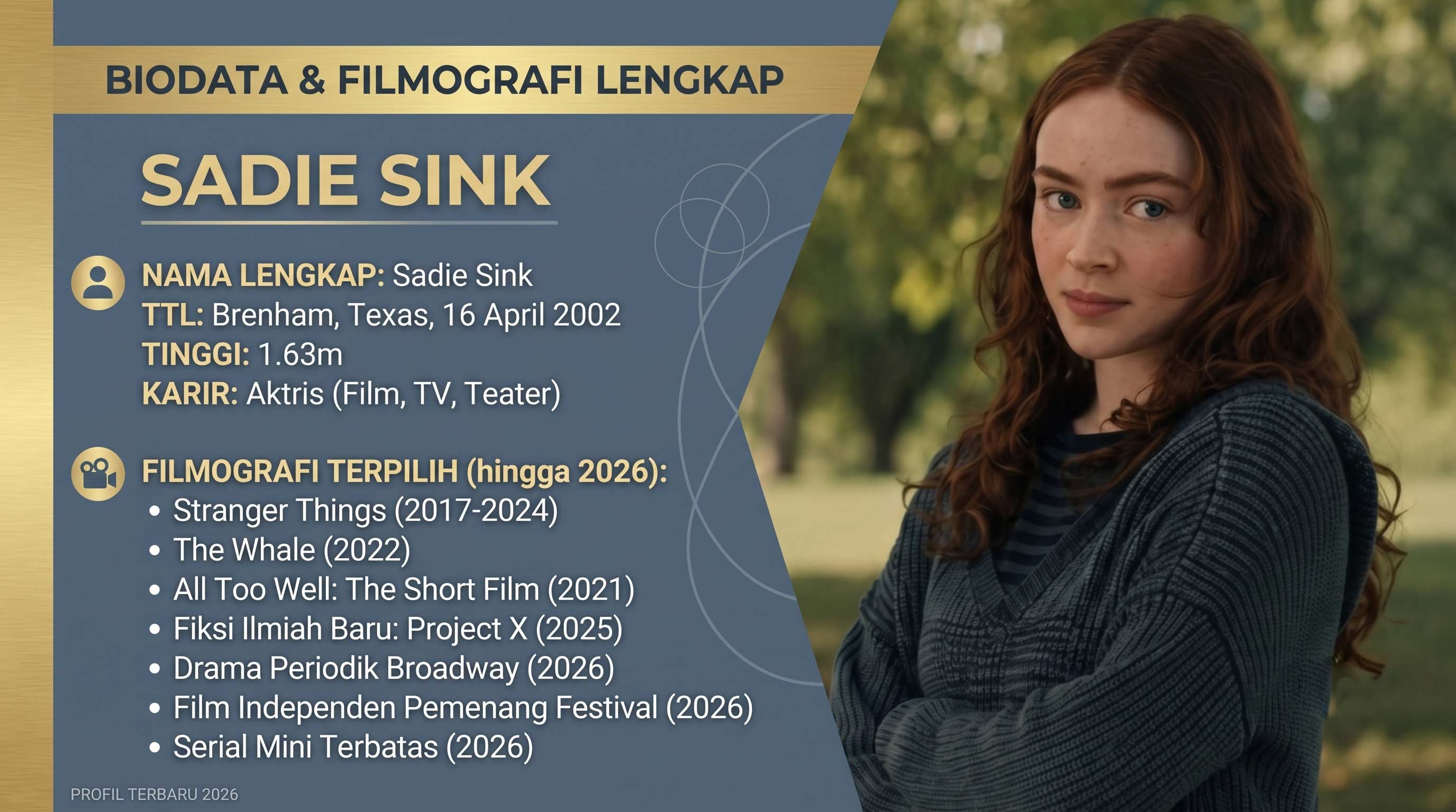 Biodata Lengkap Sadie Sink: Dari Max Mayfield di Stranger Things sampai Jean Grey di Spider-Man Brand New Day